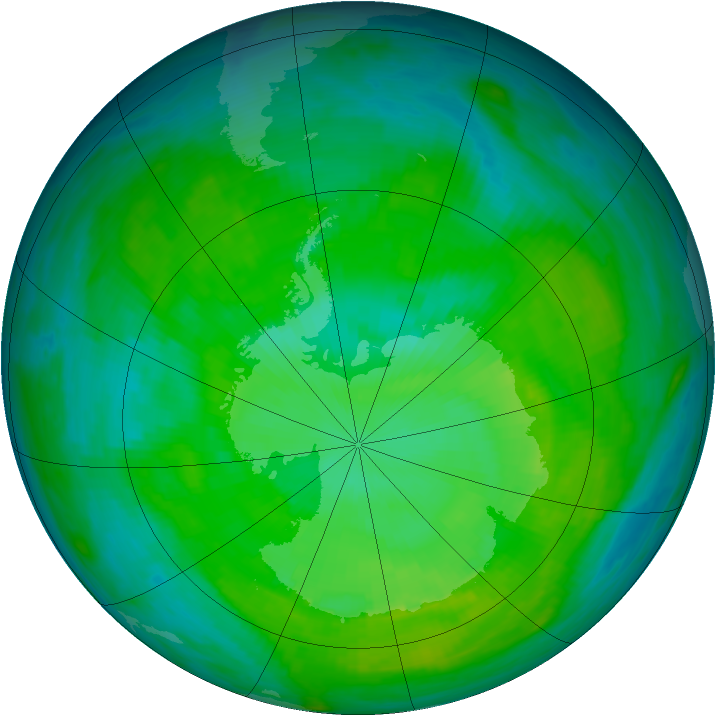 Antarctic ozone map for 02 January 1987